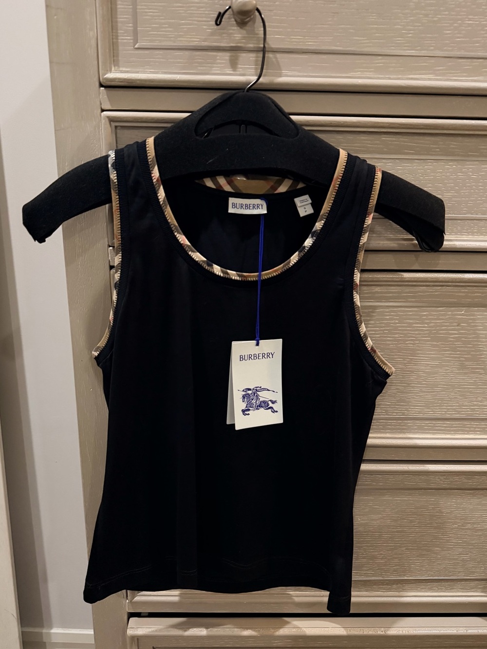 Burberry Black Tank with Check Trim
